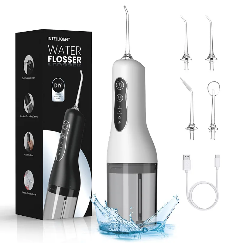 Oral Irrigator Portable Dental Water Flosser USB Rechargeable Water Jet Floss Tooth Pick 5 Jet Tip 260ml 4 Modes IPX7 Waterproof