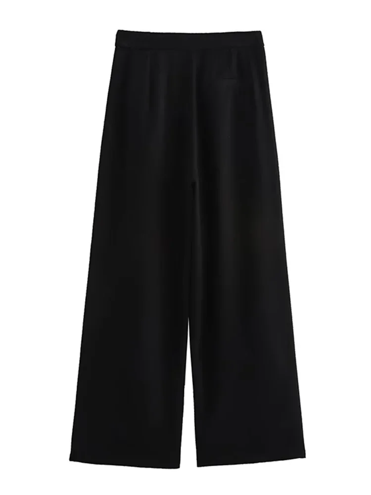 Willshela Women Fashion With Belt Black Front Zipper Straight Pants Vintage High Waist Full Length Female Chic Lady Trousers