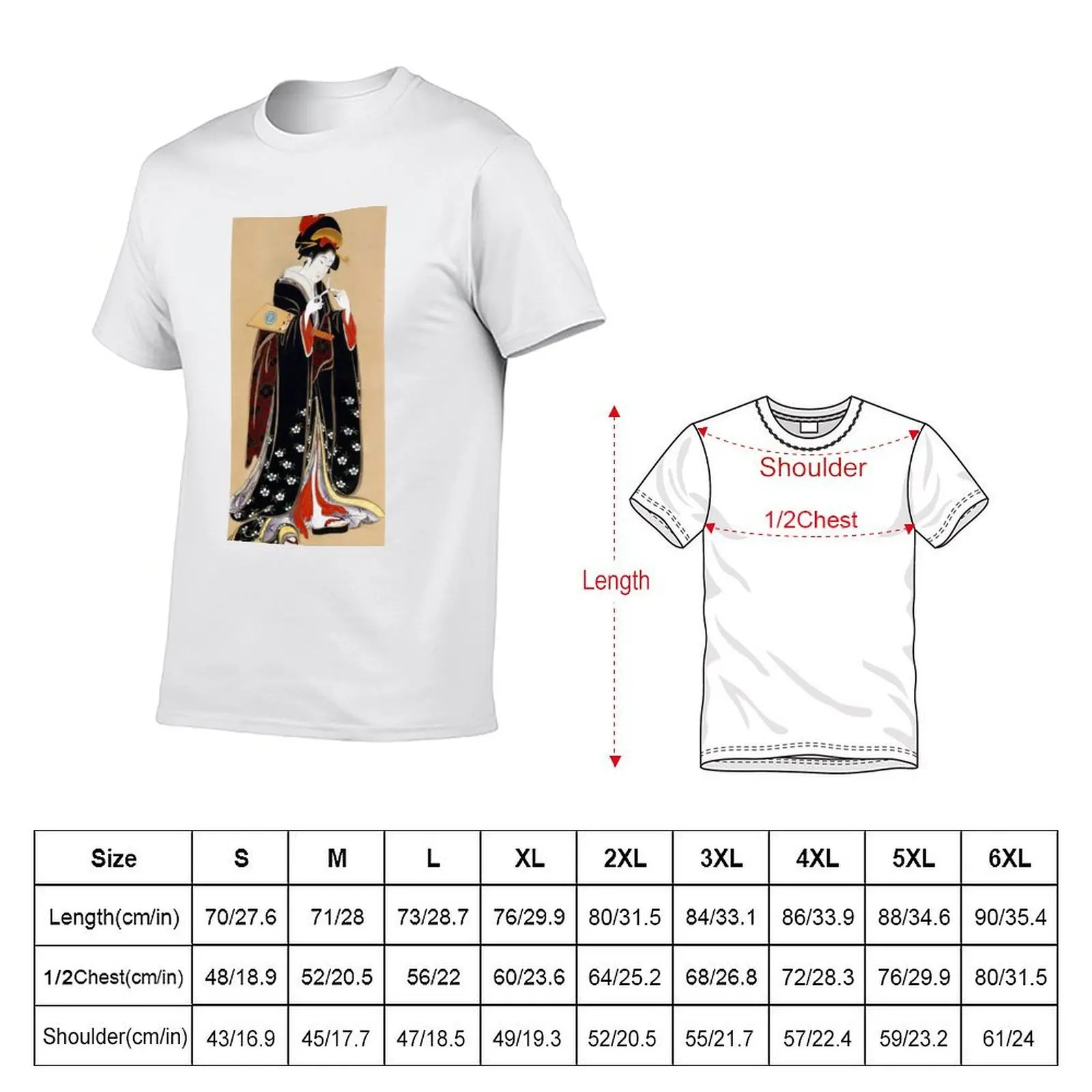 Geisha Holding Flower T-Shirt t shirt man casual man t shirt cotton high quality T-Shirt