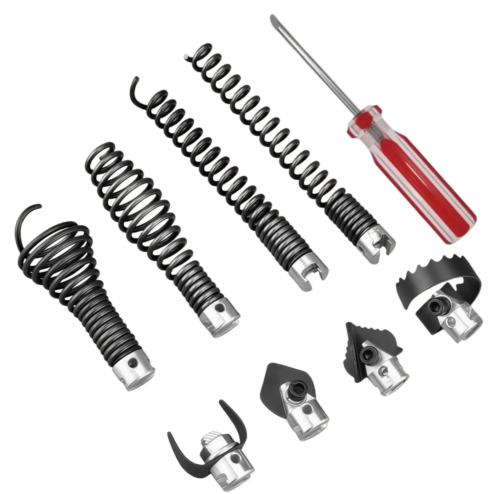 Steel Wire Drain Cleaning Spring Set with Red Handle Installation Tool for Plumbing Tools Professional Pipe Maintenance