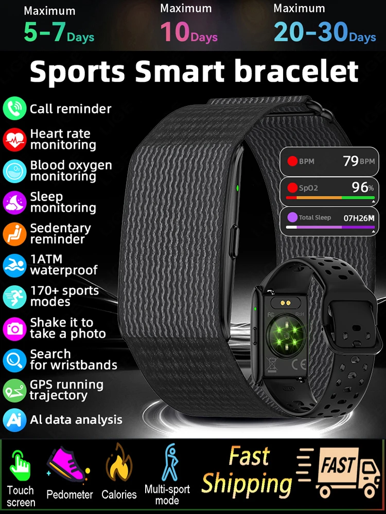 Neue GPS-Track AI Gesundheit Armband Herzfrequenz Blutdruck HRV Monitor Anruf Erinnerung Smart Watch Sport Band Fitness Tracker