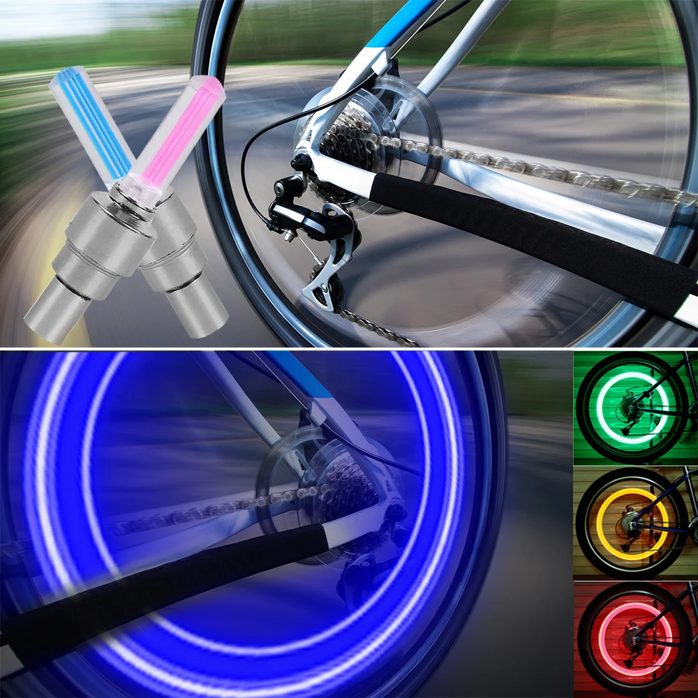 Neon Bike Spoke Light Mini Bicycle Taillight Motorcycle Wheel Spoke LED Light Tire Valve Cap Lamp Cycling Light Bike Accessories