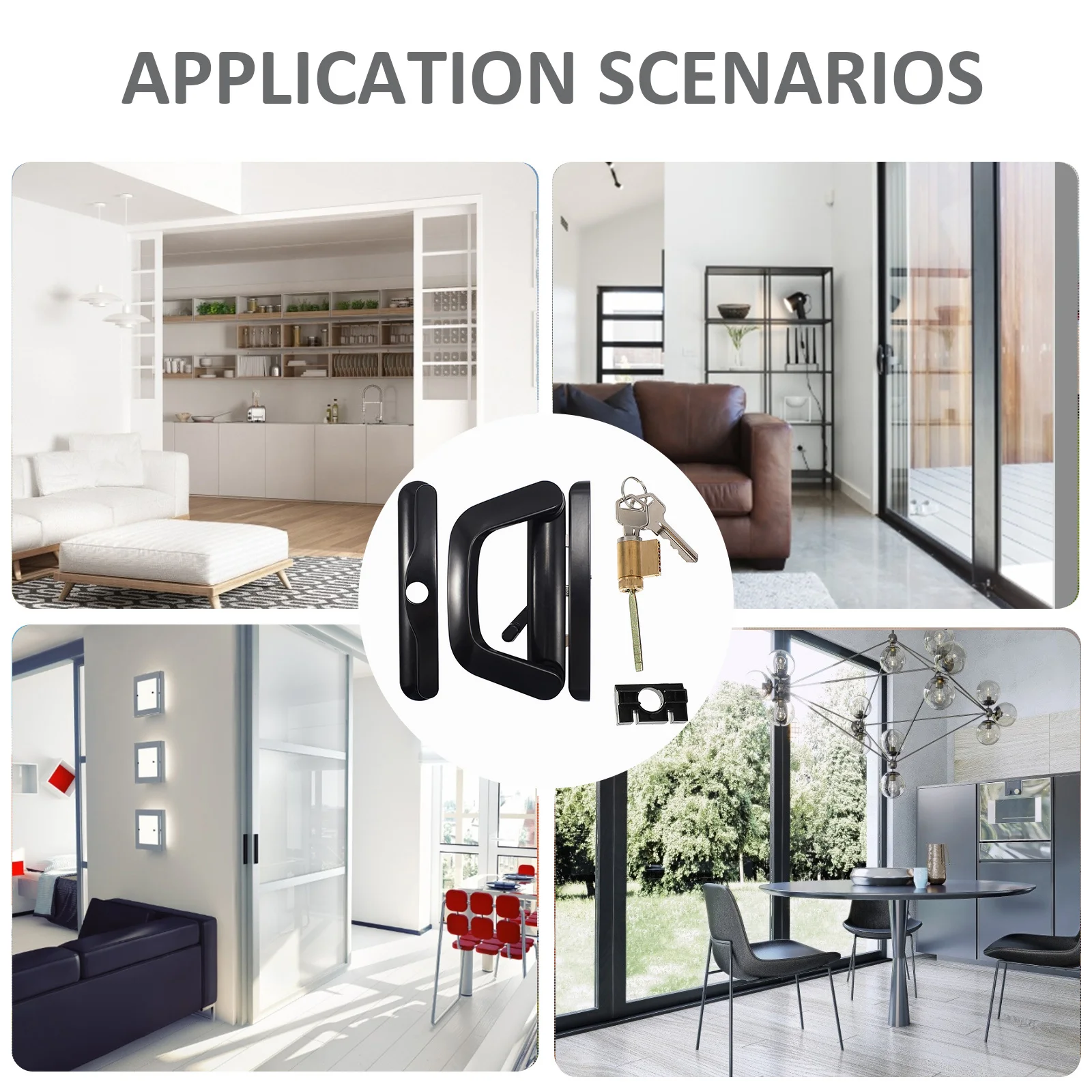 

1Set Zinc Alloy Sliding Door Latch Glass Door Lock Single Side Privacy Lock Key for Home Kitchen Bedroom Zinc Alloy Latch