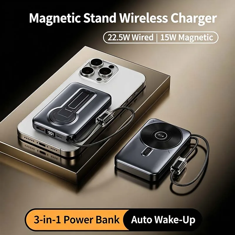 For Xiaomi 20000mAh Supporting Frame Thin Portable Magnetic Power Bank PD22.5W Fast Charging External Battery For IPhone