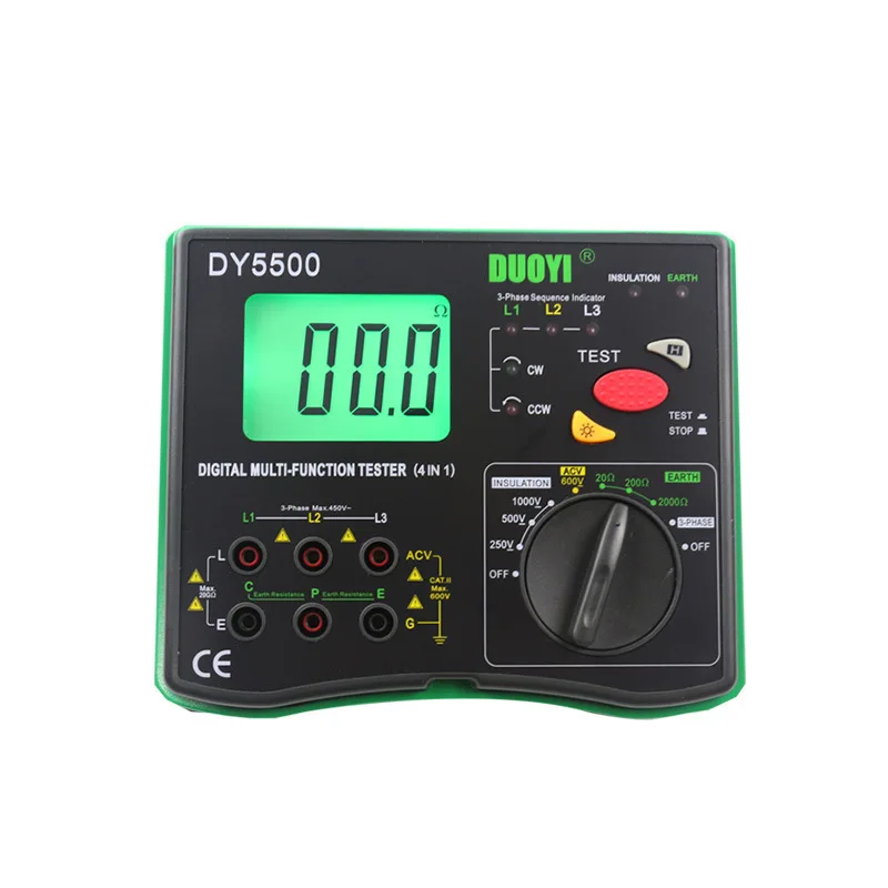 

DY5500 4-in-1 Digital Multifunction Tester-Resistance, Insulation, Earth, Voltmeter & Phase Indicator