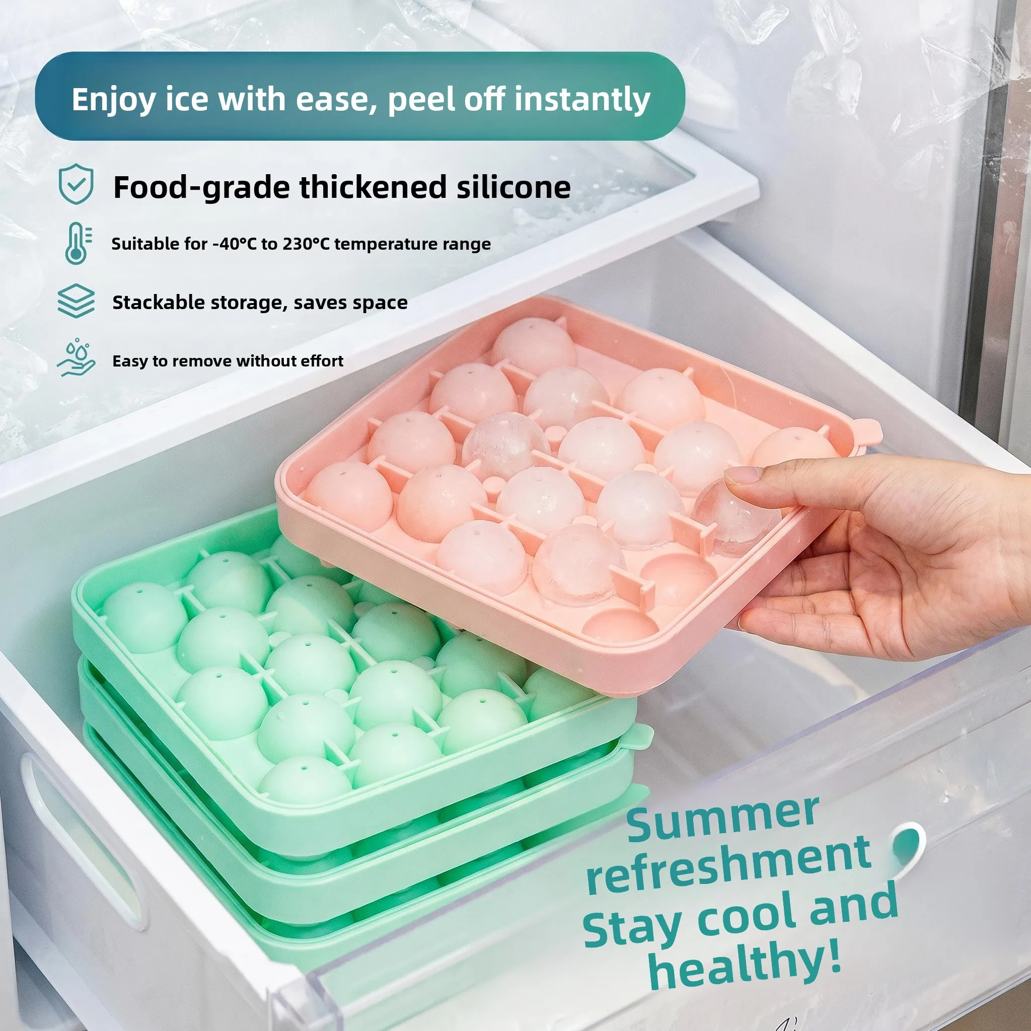 Silicone Ice Cube Tray Easy to Demold Home Use Small Ball Shaped Ice Maker for Refrigerator Kitchen Baking Tools Jelly Mold