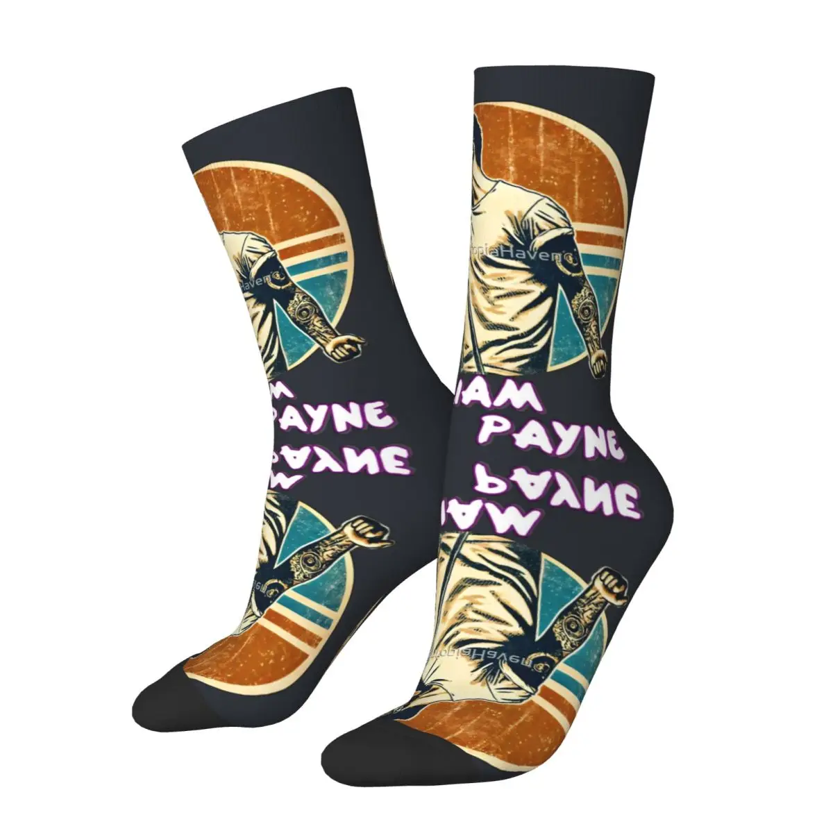 Happy In Remembering Liam-Payne Men's Socks Harajuku Liam Payne Hip Hop Pattern Crew Sock Printed official-website tops fugees