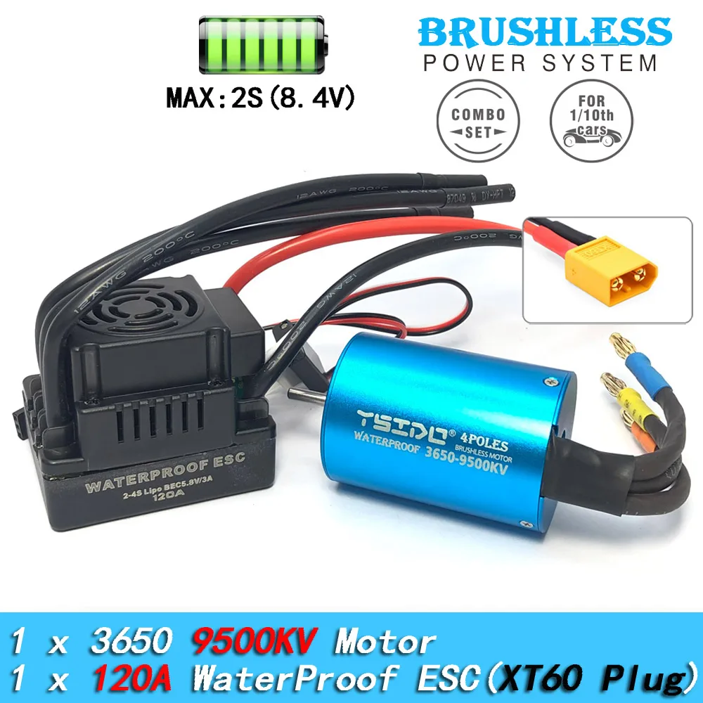 YSIDO 3650 Combo 5400KV 3600KV Bürstenloser Motor 60A/80A/120A ESC für 1/10 Traxxas HSP Tamiya Arrma RedCat RC Monster Truck Auto – Detail 13