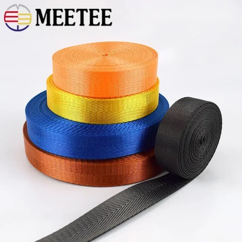 5Meters Meetee 20-50mm Colored Nylon Webbing for Backpack Strap Car Seat Belt Ribbon DIY Garment Binding Tape Sewing Accessories