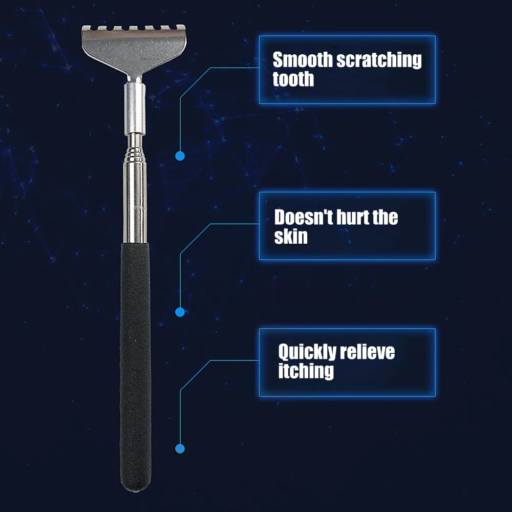 2Pcs Stainless Steel Back Scratcher Retractable Long Handle Telescopic Scratcher Skin Friendly Portable Scratcher Daily Use