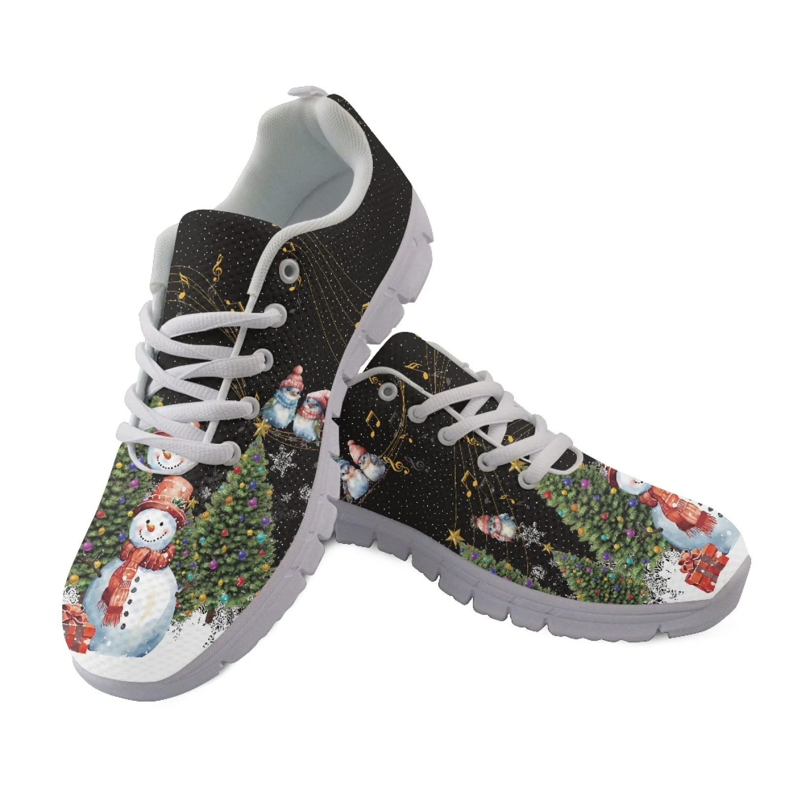 Belidome Cute Snowman Design Sneakers scarpe natalizie per donna Casual comode scarpe da corsa da passeggio scarpe da ginnastica in rete sportive