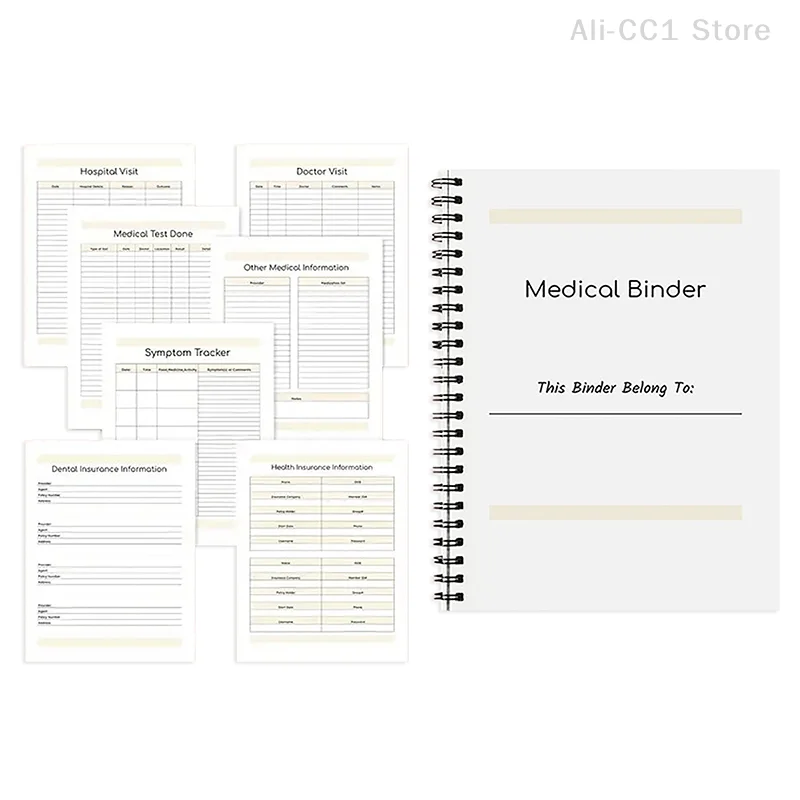 Medical Binder Bundle, 70+ Pages Adult Health Medical Planner, Medical Notebooks, Health Diaries And Logs For Tracking Health