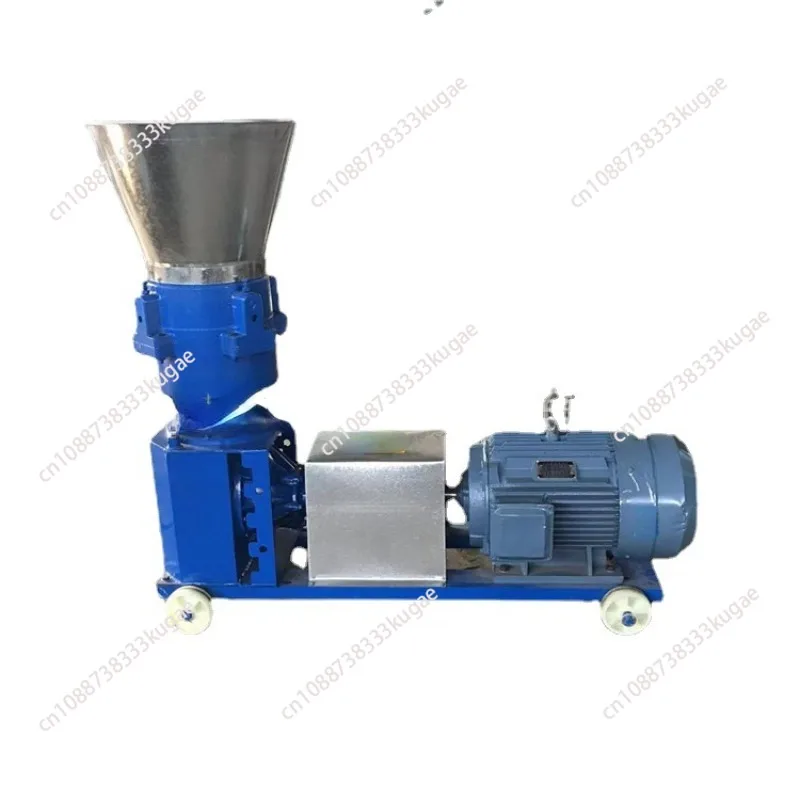 Diesel engine drives small household chicken, duck and goose flat mold feed pellet machine