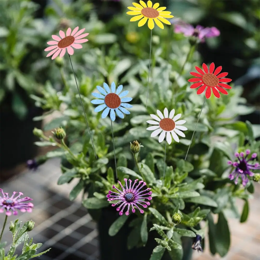 10pcs Metal Decorative Garden Stakes Colorful Art Flower Ground Stake Creative Garden Floor Plugs Potted Plants