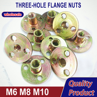 Iron Plate Lock Nut Galvanized Three-hole Flange Nut M6 M8 M10 For Wood Furniture Fastener Splint Lock Nut Sofa Foot T Nuts
