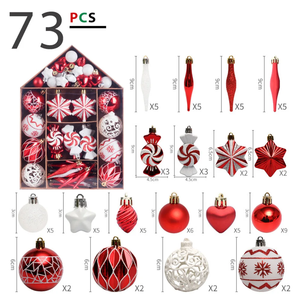 

73 PCS Christmas Ball Ornament Set with Handmade Painted Hanging Balls for Festive Holiday Home and Tree Decoration