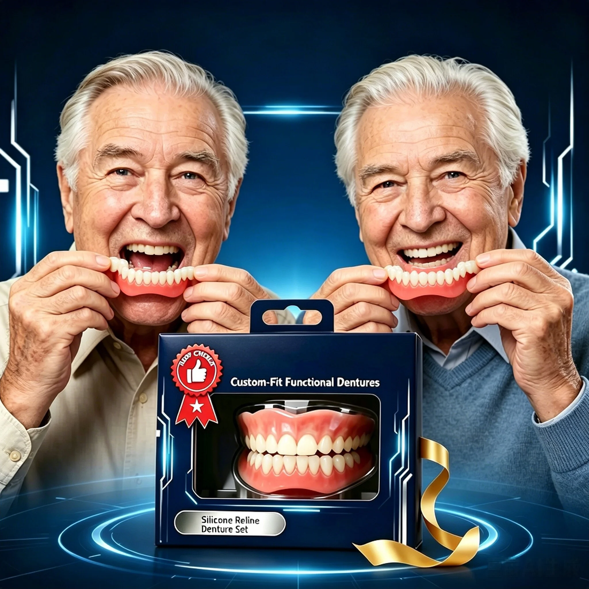 Ensemble complet de prothèses dentaires en silicone haut de gamme avec ajustement parfait et prothèses ajustables, sourire confiant et soins bucco-dentaires, dents réutilisables