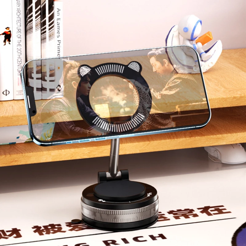 

Vacuum Adsorption Magnetic Suction Car Mobile Phone Stand Metal Rotating Telescopic Folding Universal Suction Cup Stand NEW