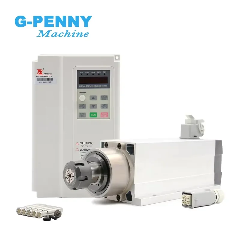 

G-Penny 3.5KW ER25 air Cooled Spindle Motor 220v/380v With Flange With Fuling 3.7KW Inverter Spindle Motor