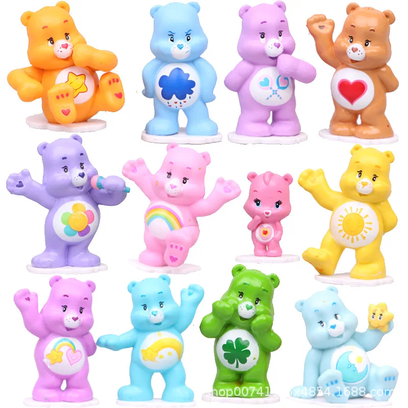 

Care Bears Action Figure 12pcs Set PVC Doll Figures kawaii Cartoon Model Toys Tabletop Room Ornament Cake Decoration Kids Gift