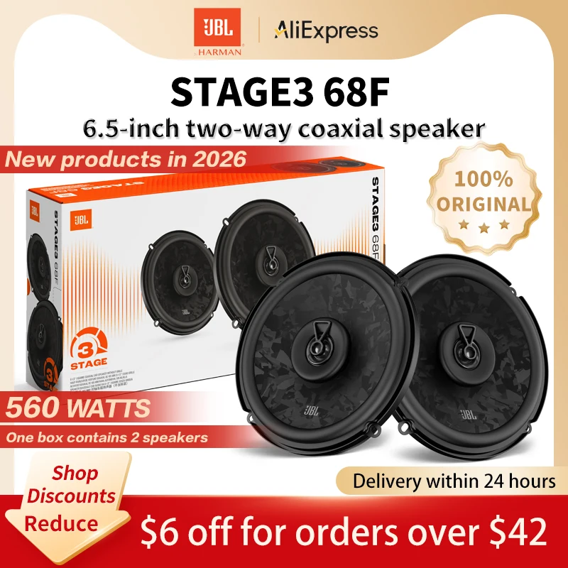 Alto-falante de áudio para carro JBL, alto-falante coaxial de 6,5 polegadas, 560W de potência, alto-falante estéreo para carro com graves, médios e agudos, alto-falante original JBL para carro.