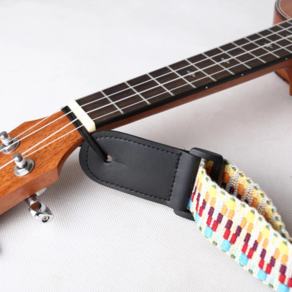 

2pcs Ukulele Strap Ethnic Style Rainbow Small Guitar Shoulder Straps Sturdy Ukulele Sling Accessories for Home Outdoor Use
