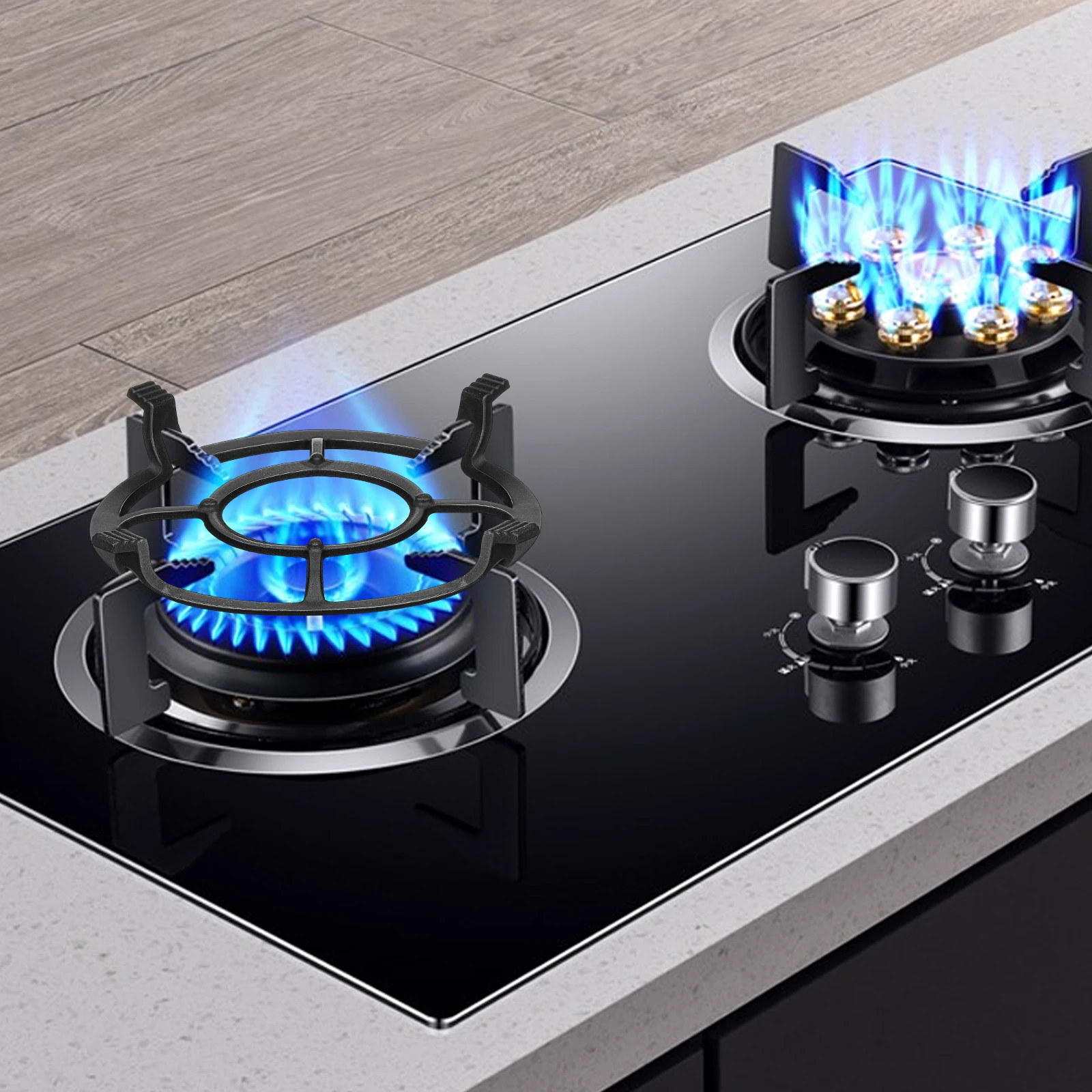 

Iron Gas Stove Pan Stand Non-Slip Four-Prong Wok Cast Iron Stove Grate Universal Gas Burner Grates