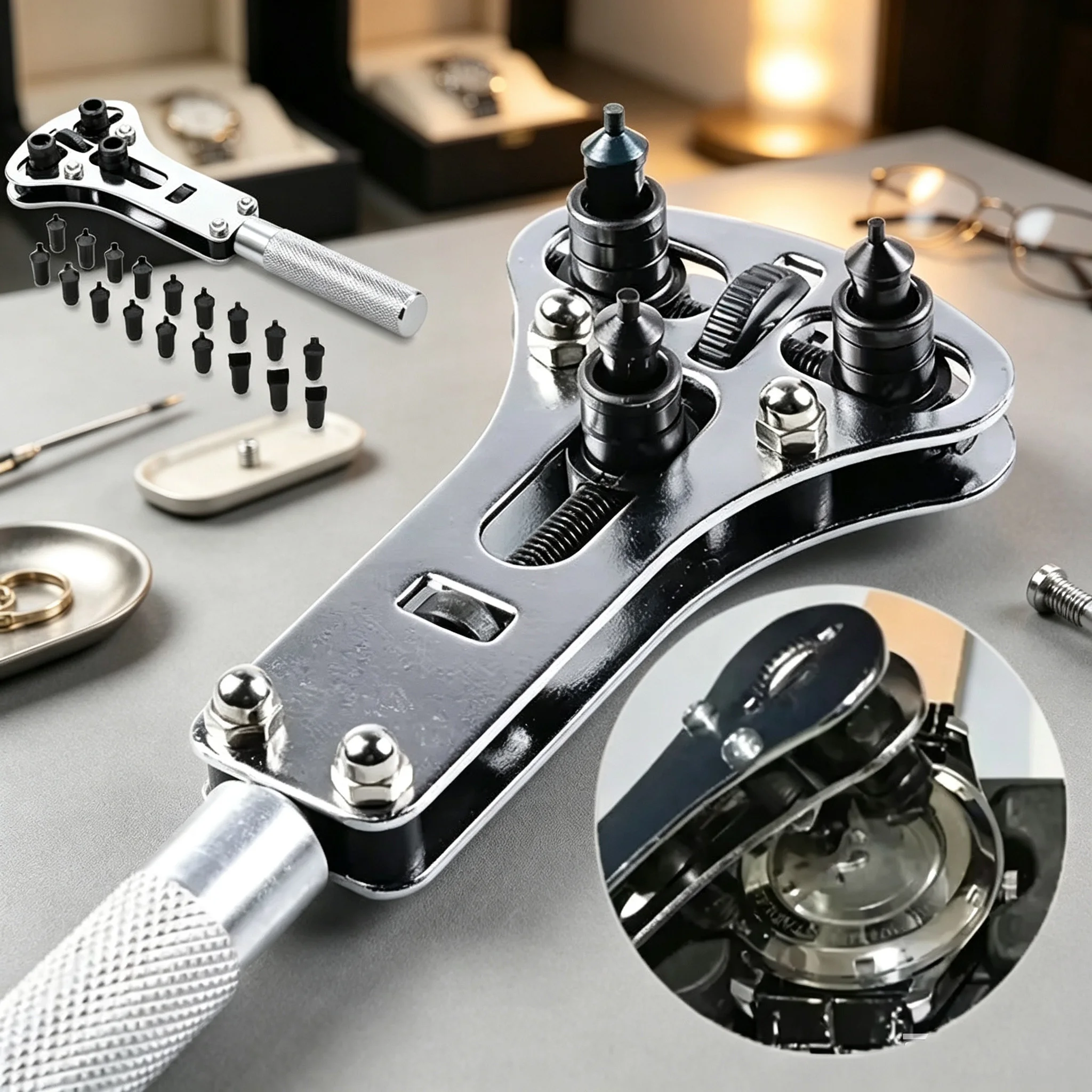 3 Claw Watch Case Opener Adjustable Screw Back Remover Wrench Repair Tool Part Maintenance Kit Bottom Cover Rear Replace Battery