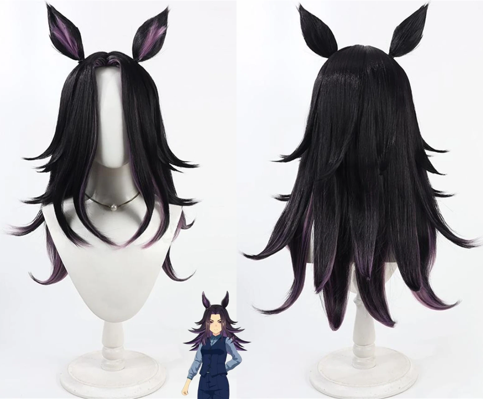 

Парик для косплея по аниме Umamusume Pretty Derby Fenomeno, термостойкий парик из синтетического волокна с ушками и хвостом