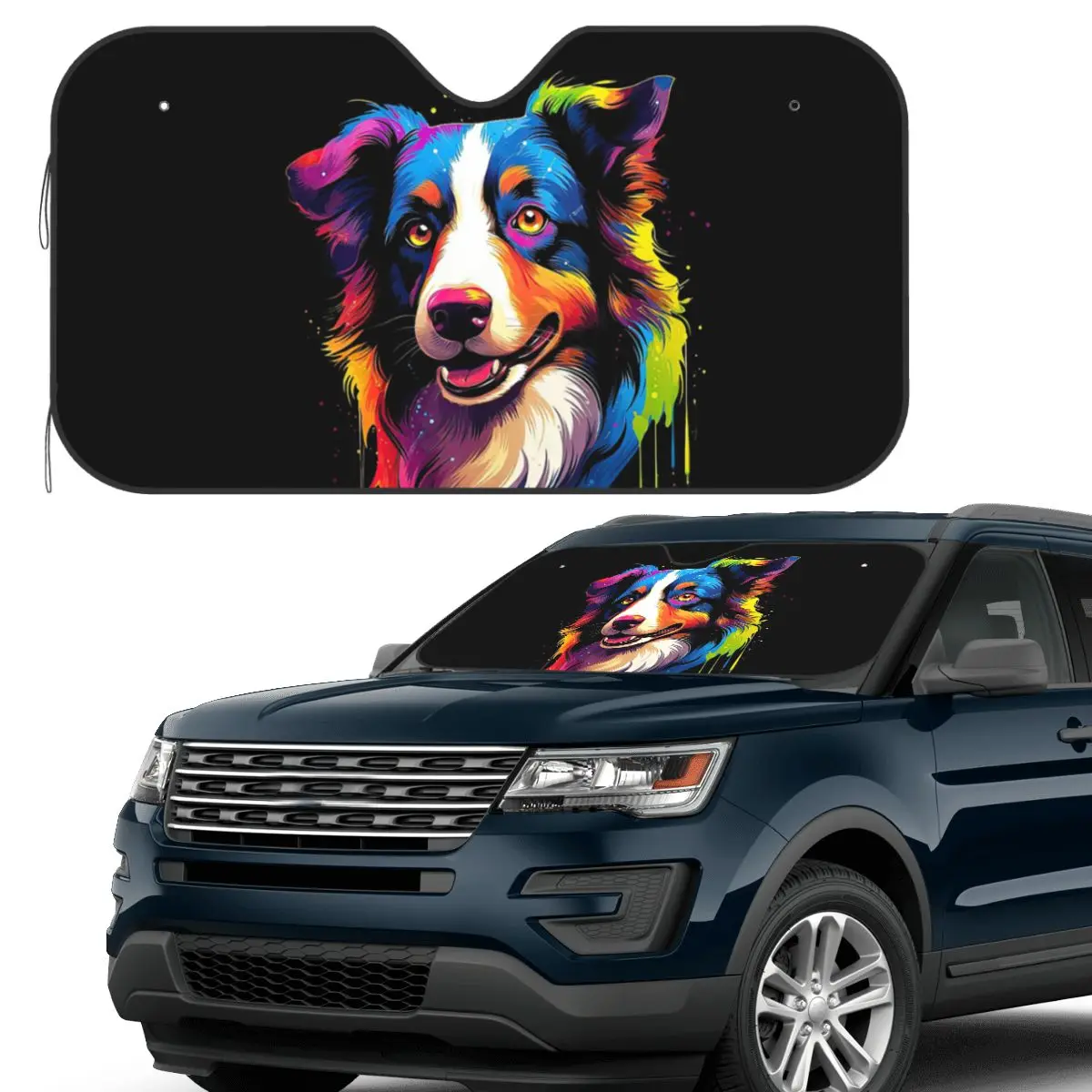 

Border Collie Sunshade Windscreen Car Front Windshield Window Sun Visor Accessories Covers