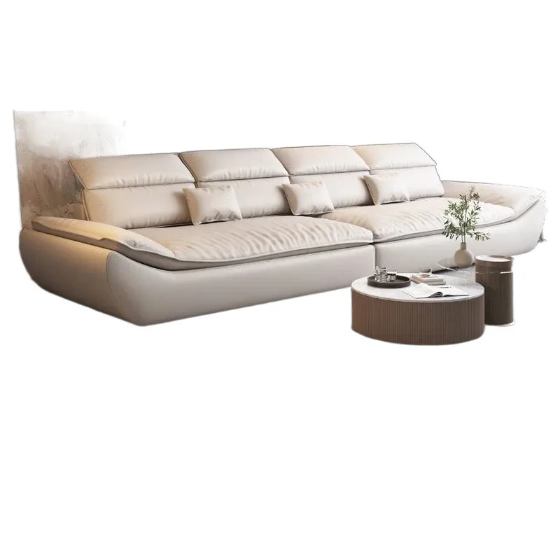 

cream wabi style Italian style, minimalist high backrest cat claw leather