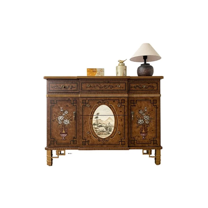 

American retro style dining side cabinet, living room decorative cabinet, storage storage cabinet, creative new Chinese