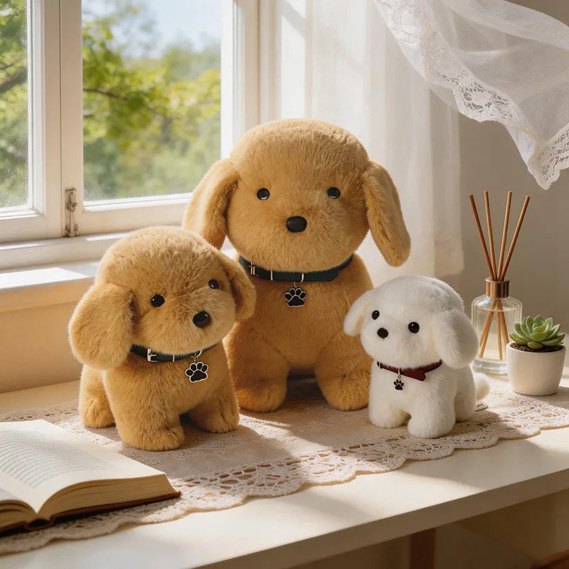 

Плюшевая игрушка-собачка, мягкая, пушистая, милая, подарок, декор для дома, наполнитель из ПП хлопка, 20см 30см 40см, белый, желтый