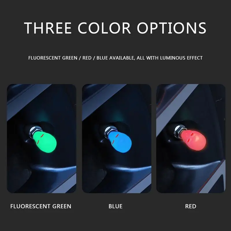 SkullStem Caps Universal FluorescentCaps For Car Tire Glow Illuminated SkullCap For Bicycle Motorcycle