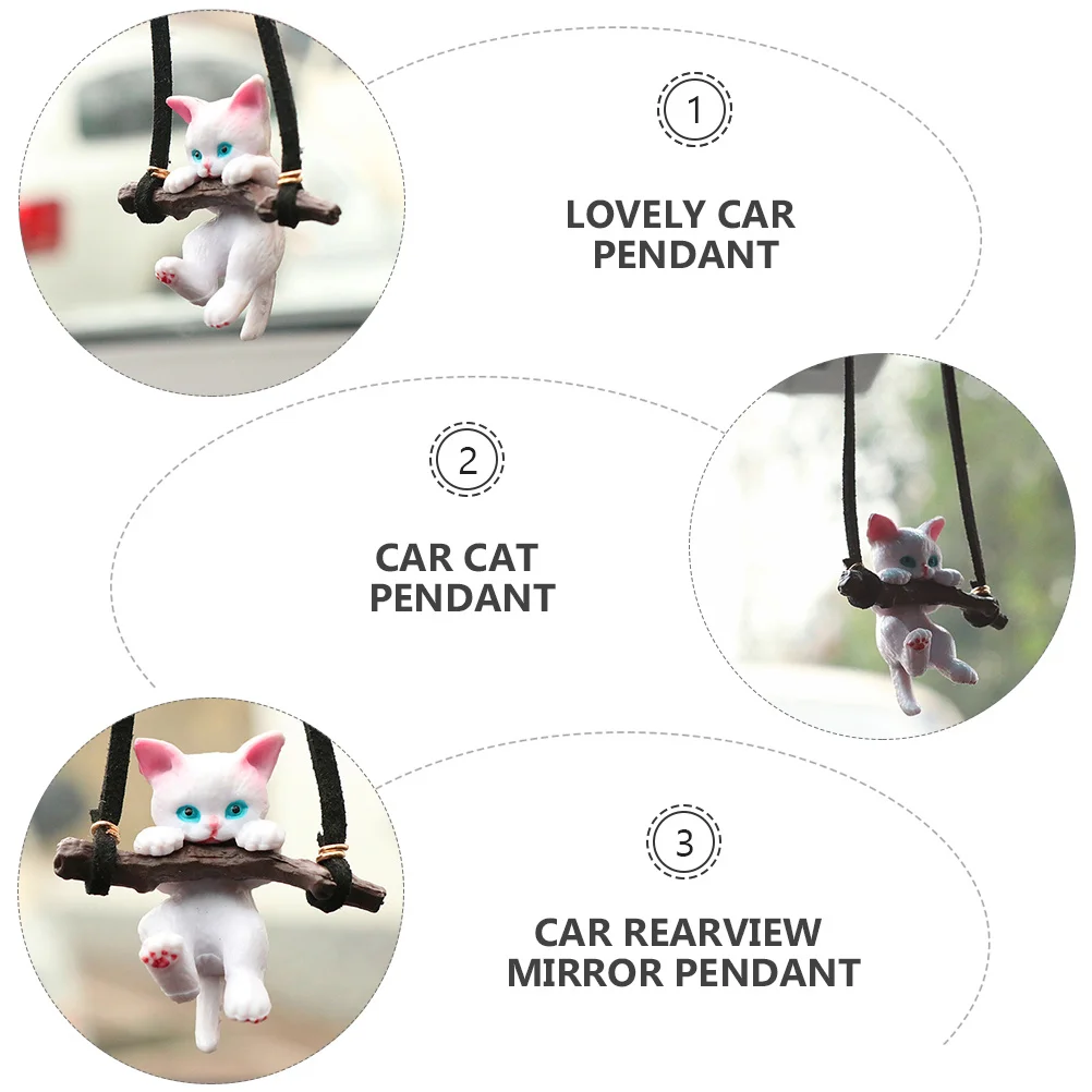 

Creative Resin Cat Swing Pendant Car Rearview Mirror Decor Adorable Kitten Interior Hanging nament Long Lasting Beautiful Color