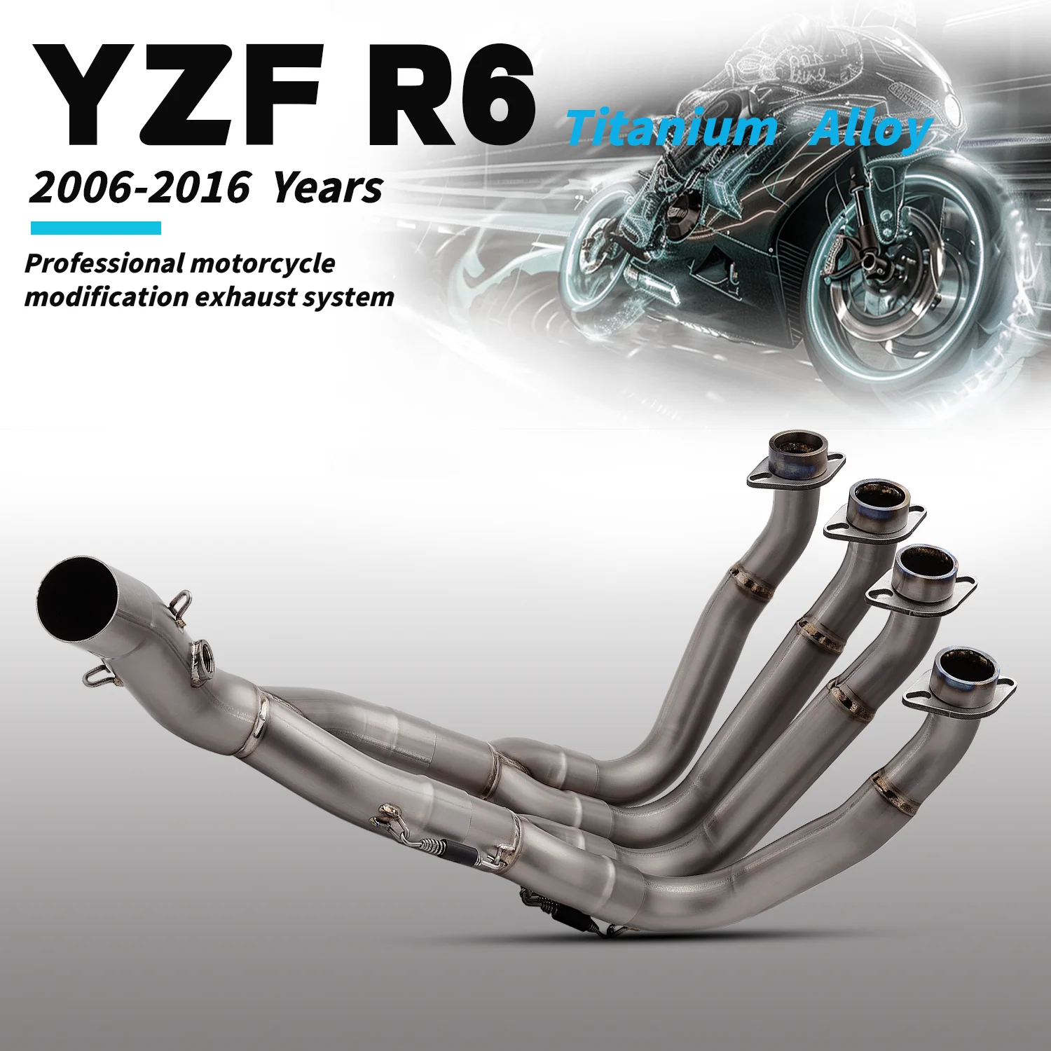 

Для мотоцикла YZF R6 2006-2016: полная выхлопная система из титанового сплава, модифицированная передняя секция, глушитель из углеродного волокна.
