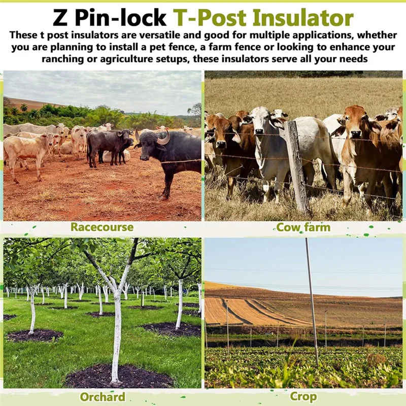 75STO-25Pcs Z Pin Lock T Post Insulator Black Z Post Insulator T Post Pin Lock Insulator For Farmers And Ranchers