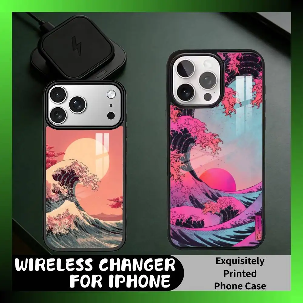 

Artworks On The Theme Of Tsunami Phone Case For iPhone17,16,15,14,13 Plus,Pro Max Magnetic For Magsafe Wireless Charging