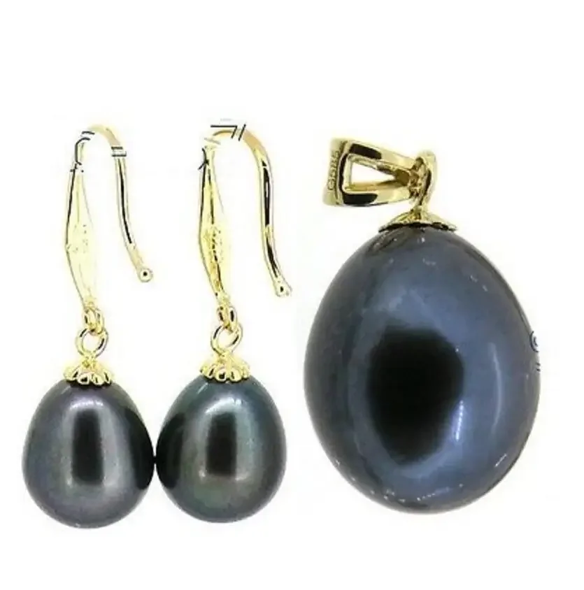 

Новые горячие 11X13MM AAA+++ ТАИТЯНСКИЙ ПРУГ ЧЕРНЫЕ СЕРЬГИ И КУЛОН С ЖЕМЧУГОМ ЮЖНОГО МОРЯ 14K