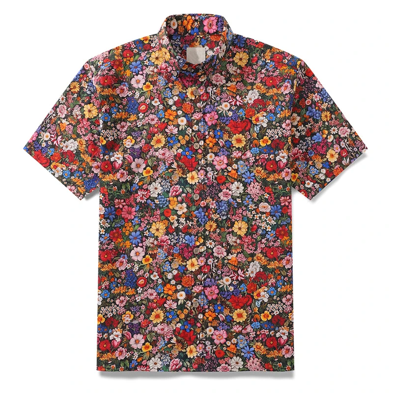 Blusa floral havaiana masculina com estampa de flores 3D, tops de festa, camiseta extragrande, roupas Harajuku, lapela