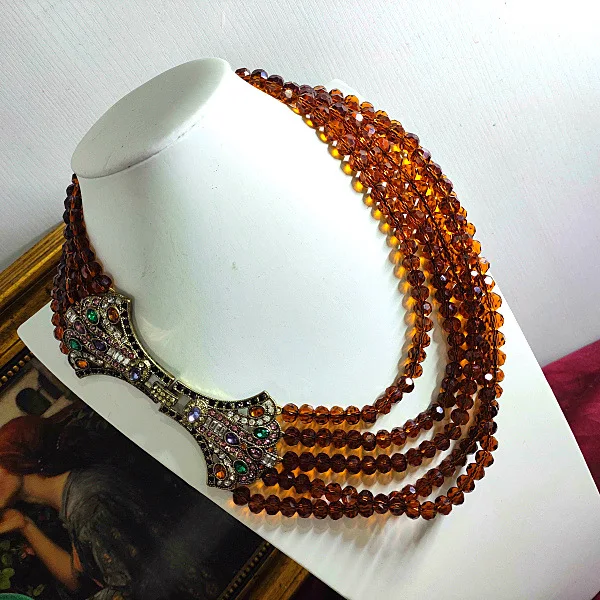 

Vintage Chunky Zirconia Knot Beads Chain Necklace Runway Party T Show Fancy Trendy Boho INS Japan Korea