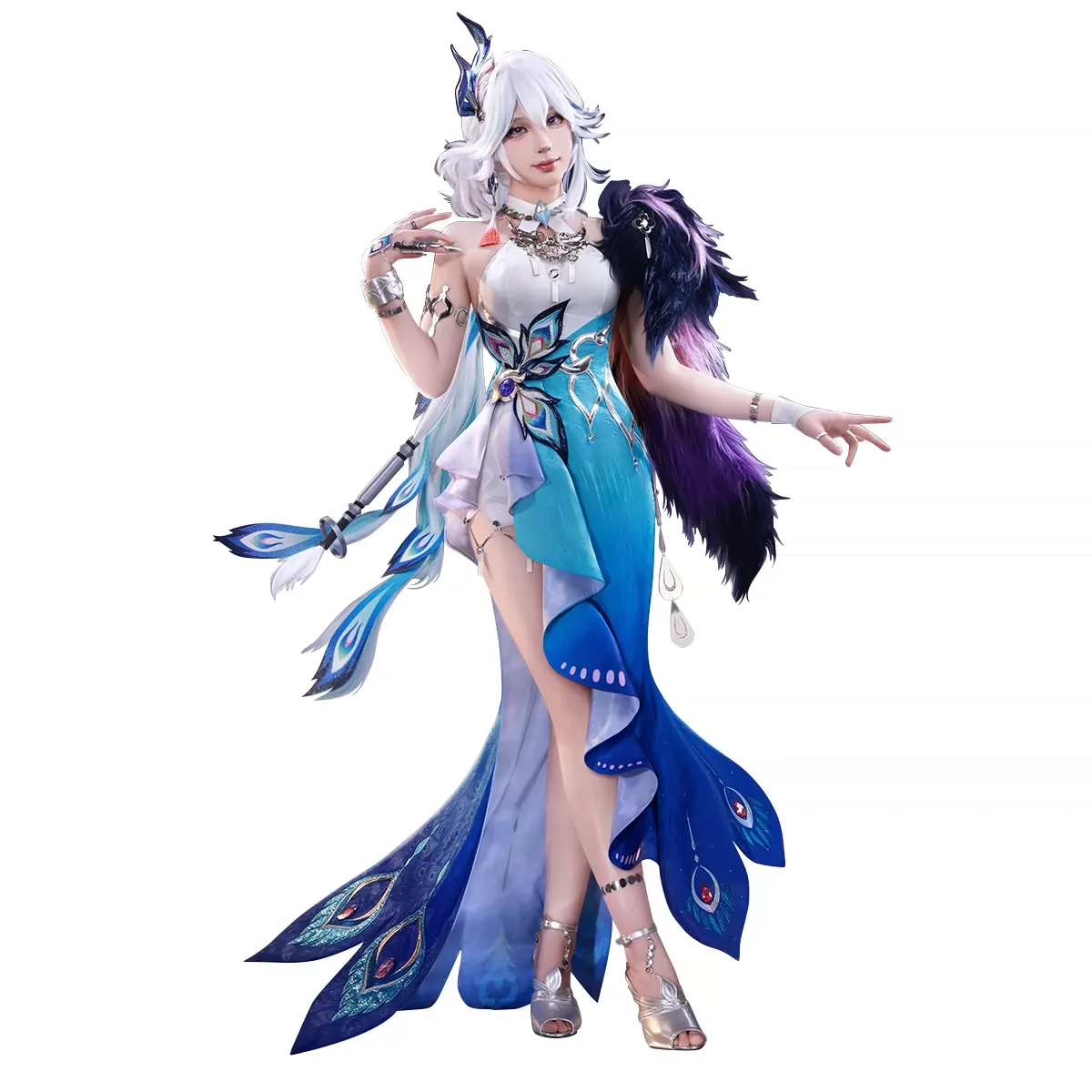 Honkai: Star Rail Yao Guang "El Estratega Vidente" Cosplay de Qipao | Conjunto Completo Azul con Accesorios para Mujer, Disfraz para Fiesta de Halloween