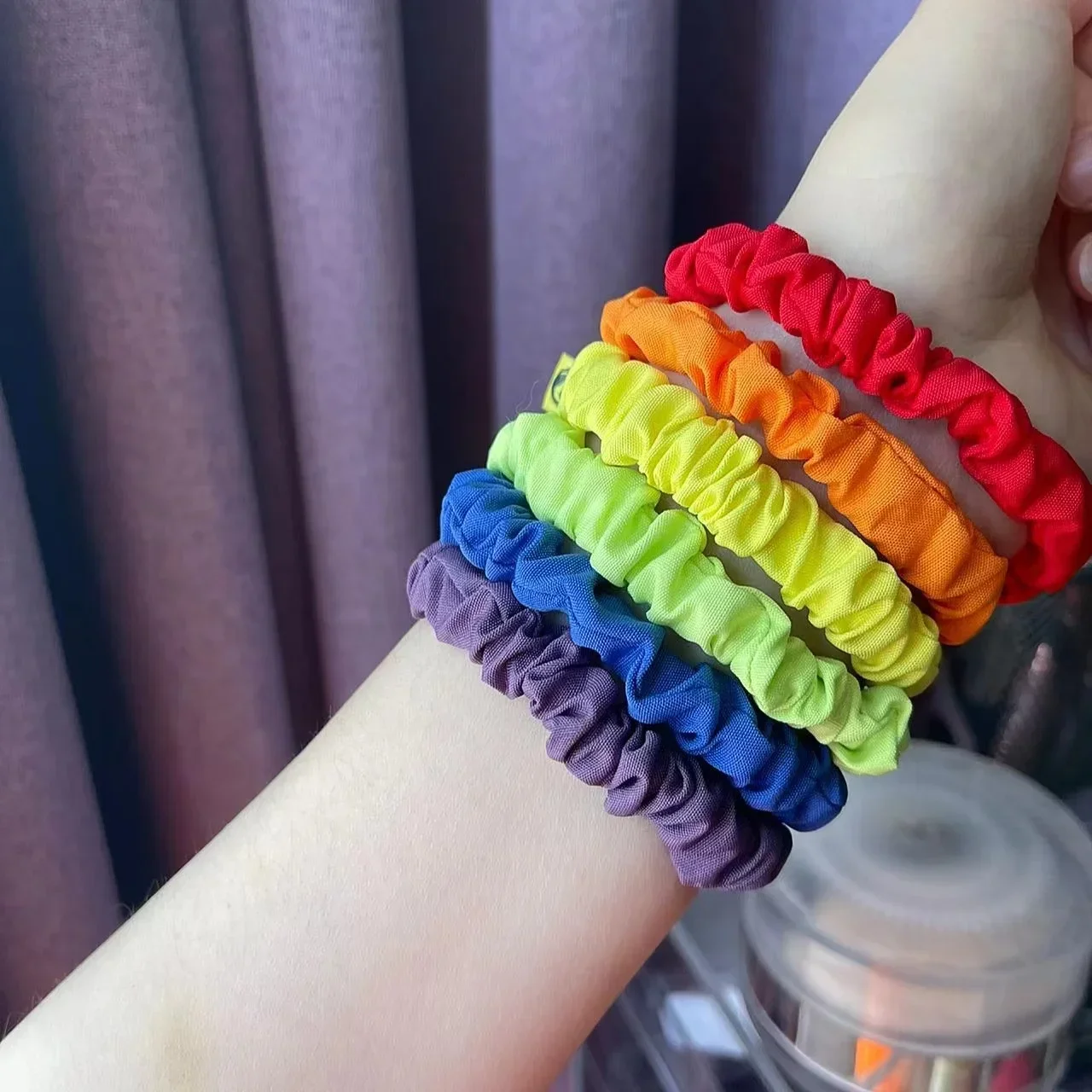 

6pcs Rainbow Soft Velvet Scrunchies Tie-dye Hair Ring Rubber Band Elastic Hair Bands Rope Ties Women Girl Hair Accessories