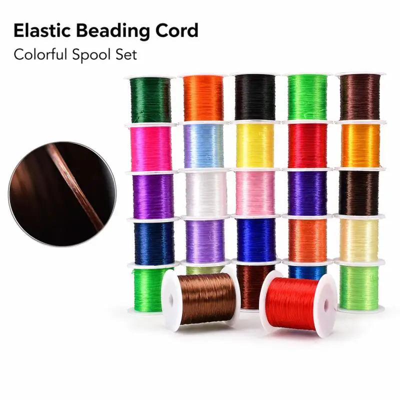 1 Roll of Handmade Elastic Cord, Crystal Thread, Rubber Beads, Wear-Resistant DIY Handcraft Bead Accessories