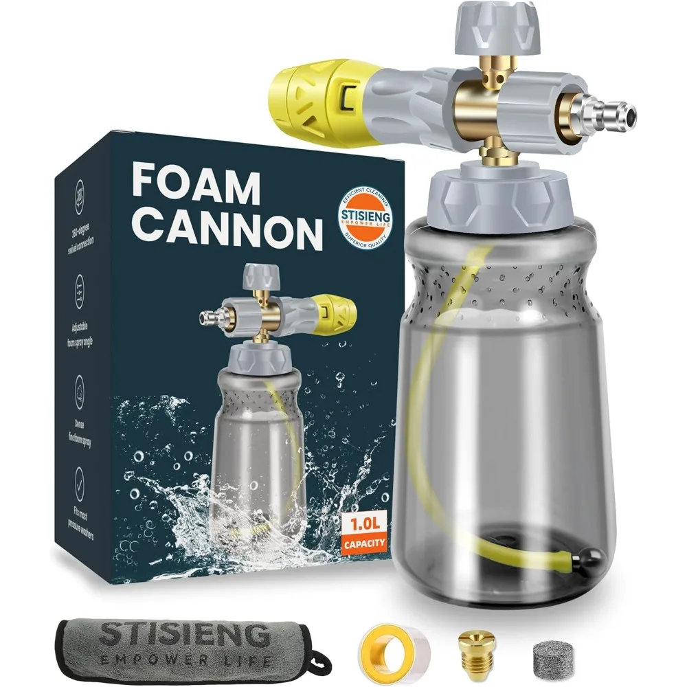 

Профессиональная пенная пушка для мойки высокого давления, распылитель пены с широким горлышком 1 л и регулируемой насадкой, комплект сверхмощной мыльной пушки с включением