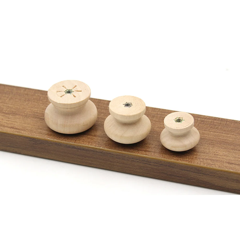 

15pcs Round Beech Wood Drawer Knobs Cabinet Pull Handles 3 Size Single Hole Cupboard Knob Furniture Hardware Home Office Decor