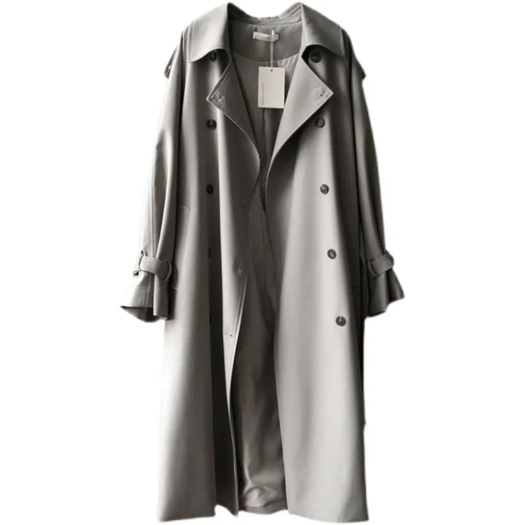 

Women's Trench Coat Mid-Length Spring Autumn Thin British Style Versatile Draping Tight Waist Casual Overcoat