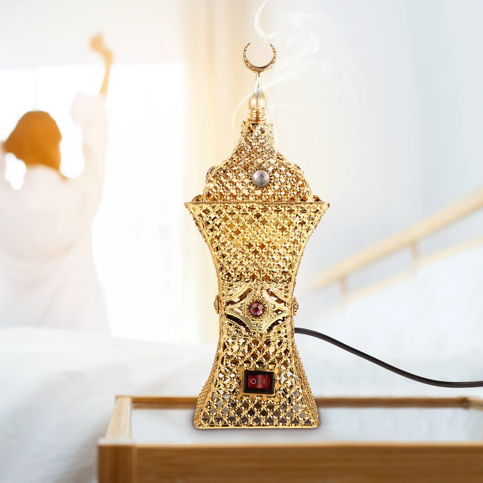 

Electric Incense Burner Plug In Aroma Burner For Home Middle Eastern Style Retro Censer Holder Iron Art Desktop Ornament