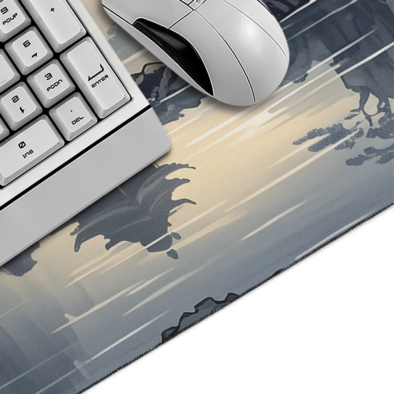 Mouse Pad Ink Wash Painting Moonlit Night Gamer printon demand Mousepad XXL Mouse Mat Carpet Non-Slip Natural Rubber