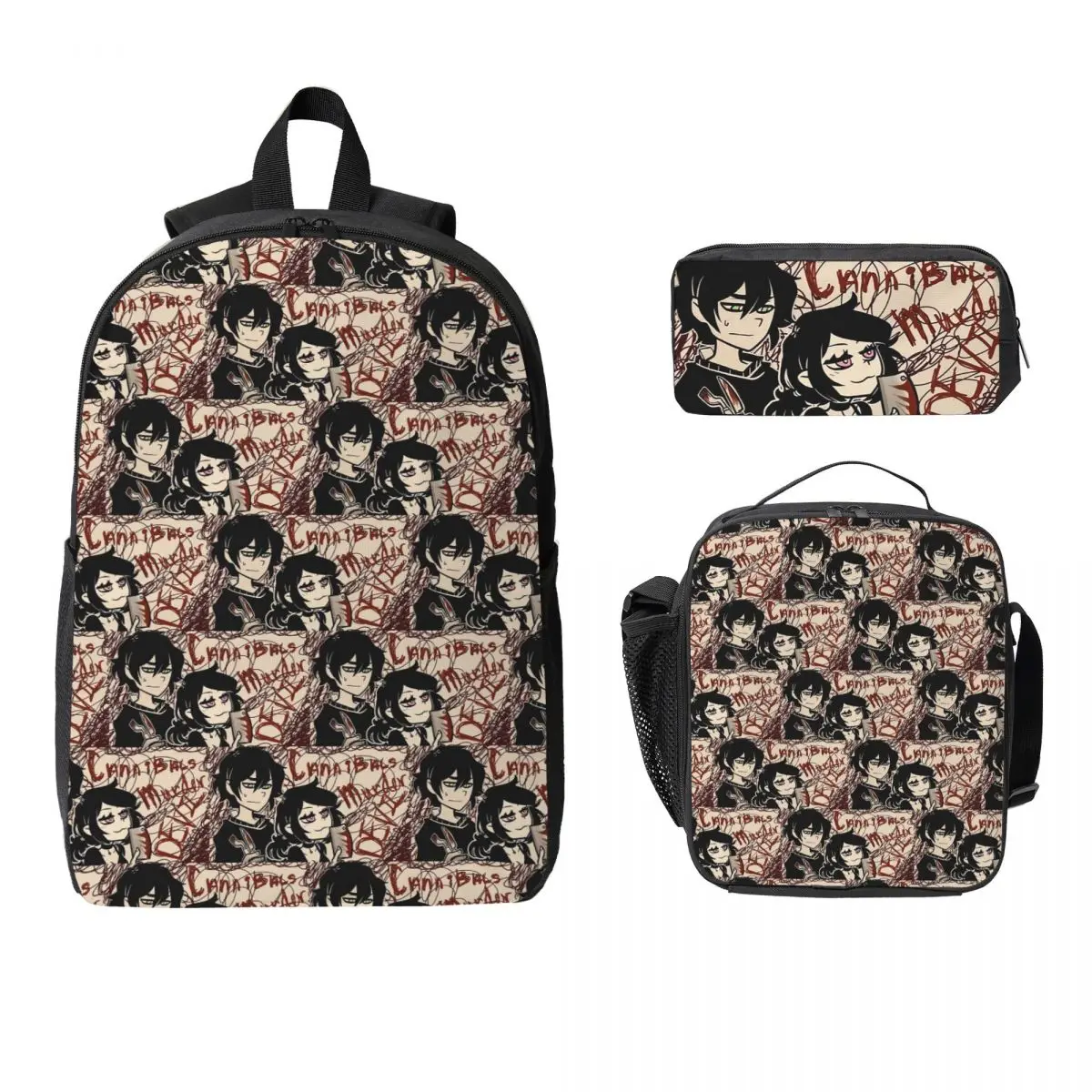Ashley And Andrew The Coffin Of Andy And Leyley Backpack Boys Girls BookBag School Bag 3ps Insulated Lunch Bag Pencil Case